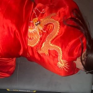 Satin Dragon Embroidered Robe